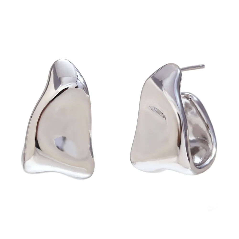 Waterproof Geometric Trapezoid Earrings - Silver Color