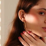 LillyFleur Waterproof Minimalist Gold Bamboo Hoop Earrings - 18K Gold Plated