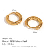 Waterproof Gold Hoop Earrings - 18K Gold Plated - 10mm to 16mm