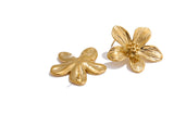 Waterproof Golden Daisy Flower Stud Earrings - 18K Gold Plated