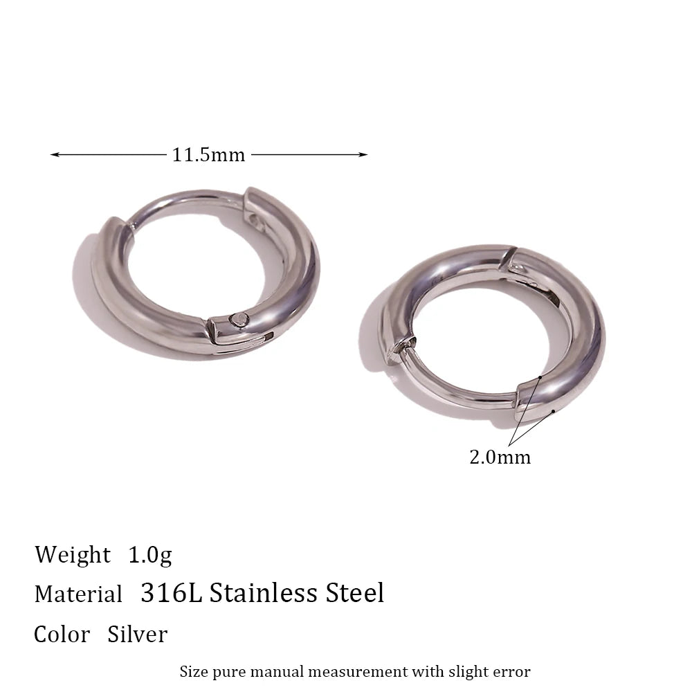 Waterproof Gold Hoop Earrings - Silver Color - 12mm