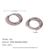 Waterproof Gold Hoop Earrings - Silver Color - 12mm