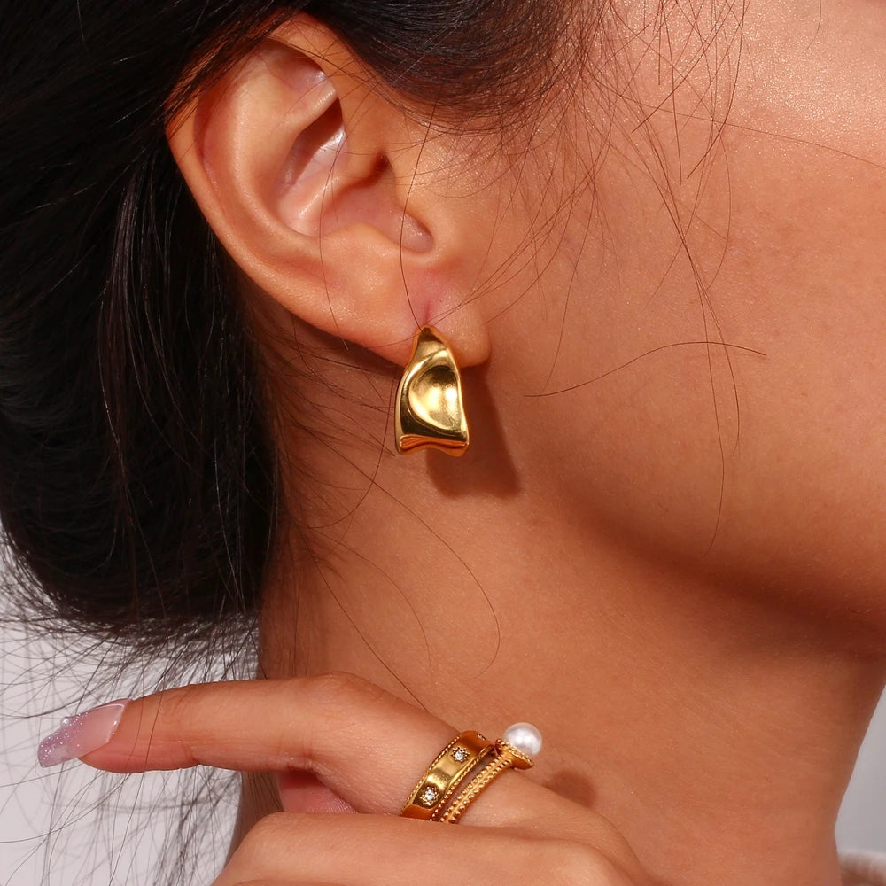 Waterproof Geometric Trapezoid Earrings - 18K Gold Plated