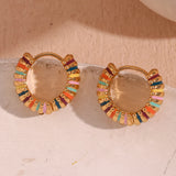 LillyFleur Waterproof Colorful Enamel Caterpillar Hoop Earrings - 18K Gold Plated