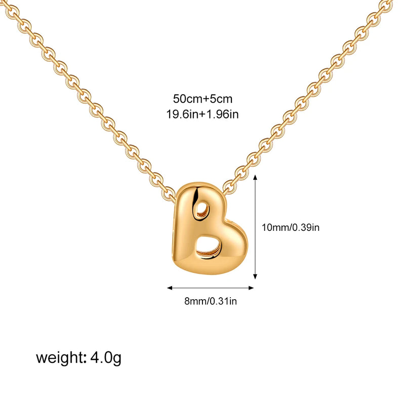 3D Bubble Initial Letter 
B in 18K Gold-Plated Stainless Steel size 10mmx8mm and chain 50cm+5cm