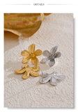 Waterproof Golden Daisy Flower Stud Earrings - 18K Gold Plated
