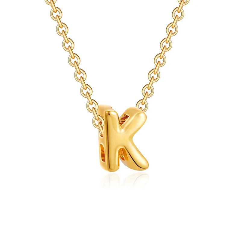 3D Bubble Initial Letter k in 18K Gold-Plated Stainless Steel