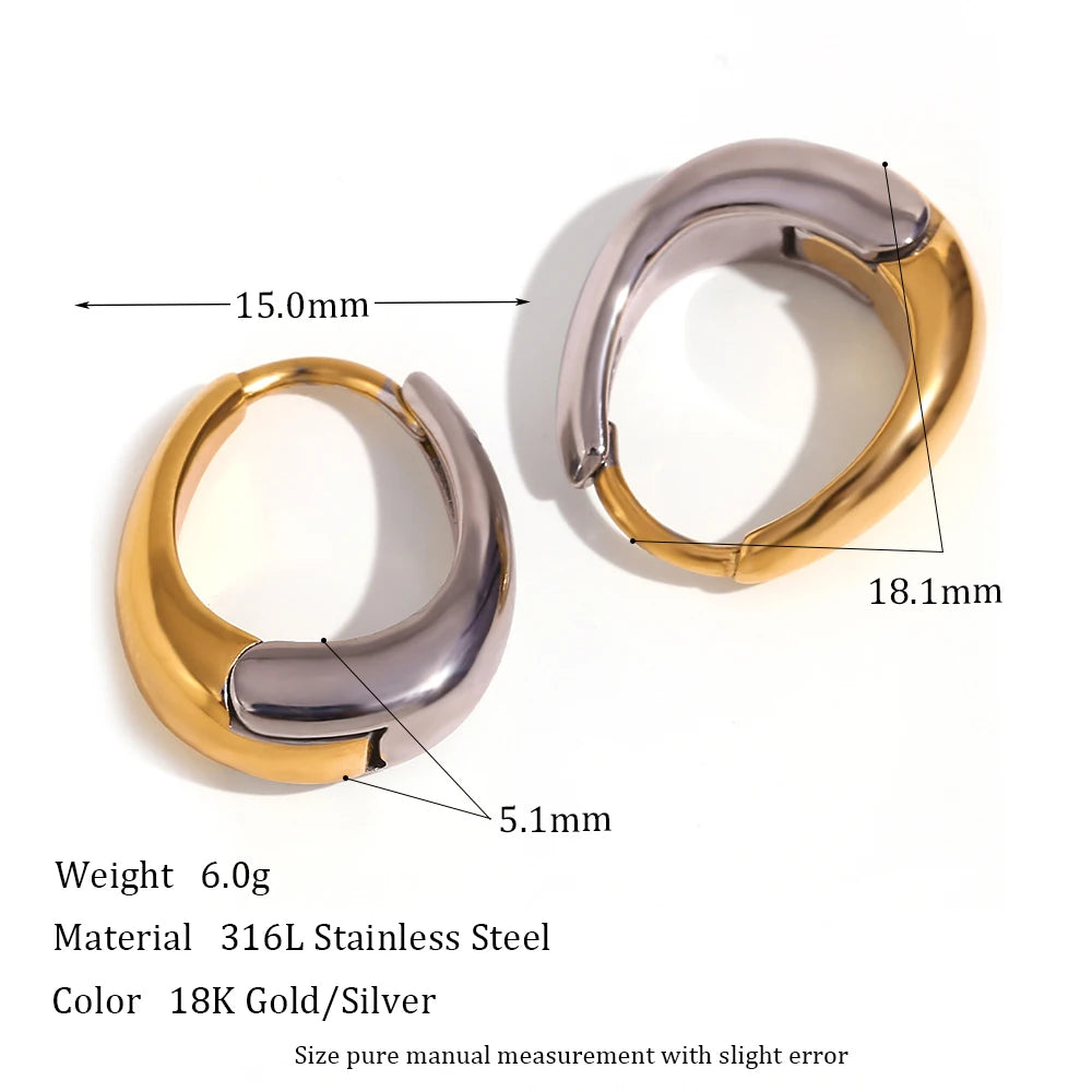 Waterproof Two-Tone Hoop Earrings - 18K Gold Plated
