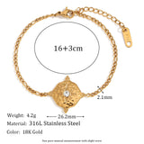 Waterproof North Star Compass Charm Bracelet - 18K Gold Plated 16+3cm