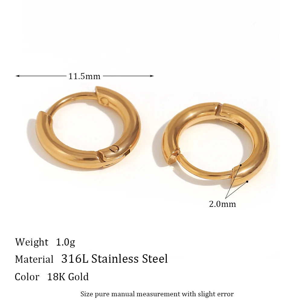 Waterproof Gold Hoop Earrings - 18K Gold Plated - 12mm