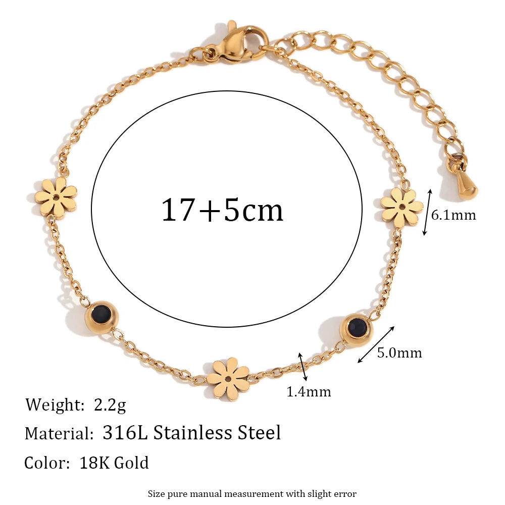 Waterproof Flower Bracelet - 18K Gold Plated 17cm