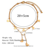 Waterproof Double Layered Heart Tassel Anklet - 18K Gold Plated