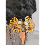Waterproof Chrysanthemum Flower Earrings - 18K Gold Plated