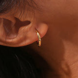 LillyFleur Waterproof Chunky Hammered Slim Hoop Earrings - 18K Gold Plated
