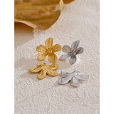 Waterproof Golden Daisy Flower Stud Earrings - 18K Gold Plated