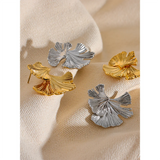 Waterproof Ginkgo Leaf Gold Drop Earrings - 18K Gold Plated