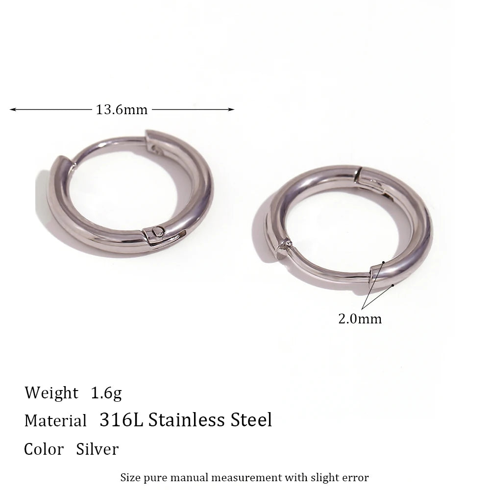 Waterproof Gold Hoop Earrings - Silver color - 14mm
