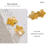 Waterproof Golden Flower Stud Earrings - 18K Gold Plated