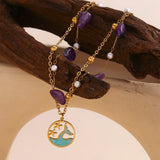 Waterproof Ocean Style Natural Purple Stone Anklet - 18K Gold Plated