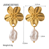 Waterproof Cherry Flower Pearl Earrings - 18K Gold Plated