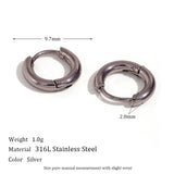 Waterproof Gold Hoop Earrings - Silver Color - 10mm