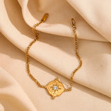 Waterproof North Star Compass Charm Bracelet - 18K Gold Plated
