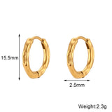 LillyFleur Waterproof Chunky Hammered Hoop Earrings 15.5mm - 18K Gold Plated