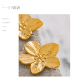 Waterproof Golden Flower Stud Earrings - 18K Gold Plated