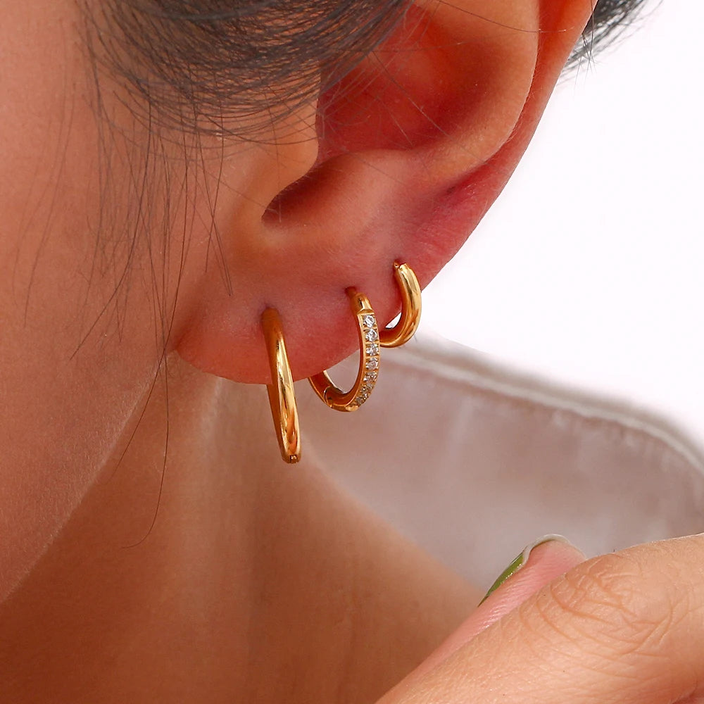 Waterproof Gold Hoop Earrings - 18K Gold Plated - 10mm to 16mm