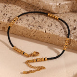 Waterproof Black Rope Anklet - 18K Gold Plated