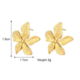 Waterproof Gold Petal Stud Earrings - 18K Gold Plated