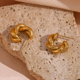 LillyFleur Waterproof Twisted Hoop Earrings - 18K Gold Plated