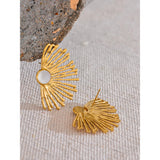 Waterproof Chrysanthemum Flower Earrings - 18K Gold Plated