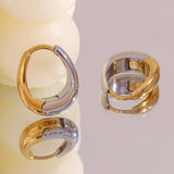Waterproof Two-Tone Hoop Earrings - 18K Gold Plated