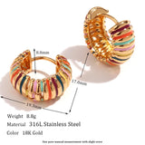 LillyFleur Waterproof Colorful Enamel Caterpillar Hoop Earrings 19mm x 17mm - 18K Gold Plated