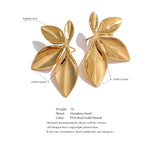 Waterproof Leaf Stud Earrings - 18K Gold Plated