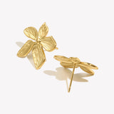 Waterproof Gold Petal Stud Earrings - 18K Gold Plated