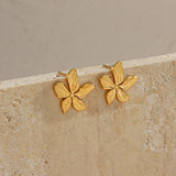 Waterproof Gold Petal Stud Earrings - 18K Gold Plated