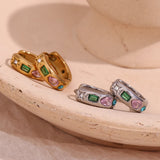 LillyFleur Waterproof Colorful Zircon Hoop Earrings in Gold and Silver Color Options
