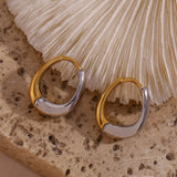 Waterproof Two-Tone Hoop Earrings - 18K Gold Plated
