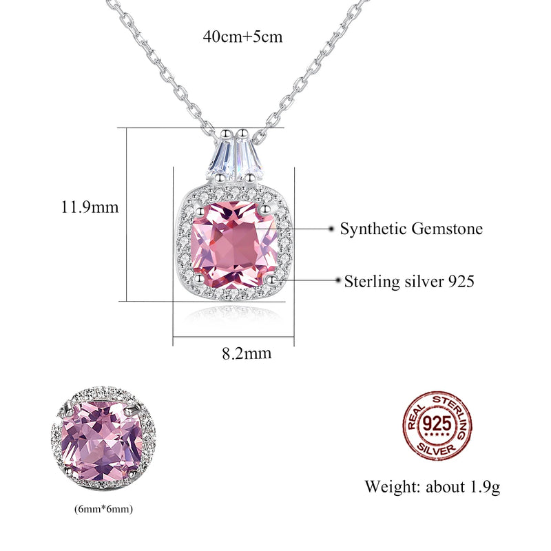 11.9mm Pink Crystal Pendant Necklace in Silver