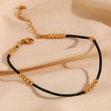 Waterproof Black Rope Anklet - 18K Gold Plated