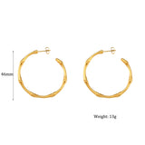 LillyFleur Waterproof Minimalist Gold Bamboo Hoop Earrings 46mm - 18K Gold Plated