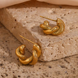 LillyFleur Waterproof Twisted Hoop Earrings - 18K Gold Plated
