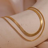 Waterproof Minimalist Double Layer Snake Chain Bracelet - 18K Gold Plated