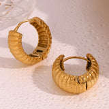 Waterproof Textured Hoop Earrings - 18K Gold Plated