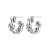 LillyFleur Waterproof Twisted Hoop Earrings in Silver Color