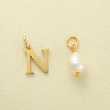 Waterproof Gold Choker with Pearl & Initial Pendant - 18K Gold Plated