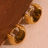 Waterproof Textured Hoop Earrings - 18K Gold Plated
