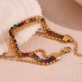 Waterproof Colorful Bead Bracelet - 18K Gold Plated